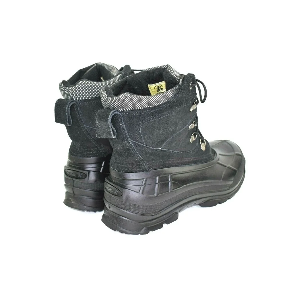 KAMIK WAUSAU Mens Waterproof Leather Winter Boots Black Size 11
